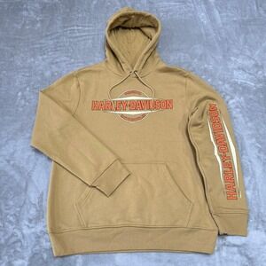 Harley-Davidson Pullover Hoodie Mens Medium Yellow Orange 99227-25DX New NWOT